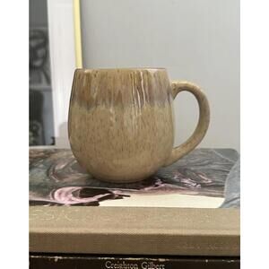 Gibson Stoneware Drip Glaze Coffee Mug Tea Cup Beige Blue White